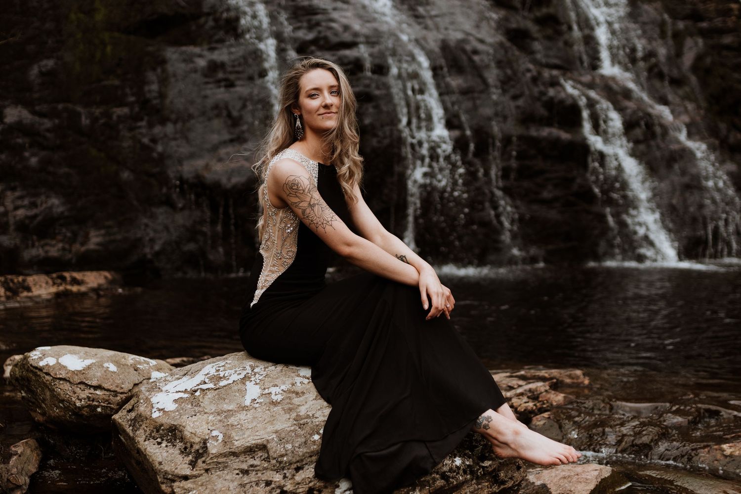 Outdoors Empowerment Photoshoot under a waterfall in Powys