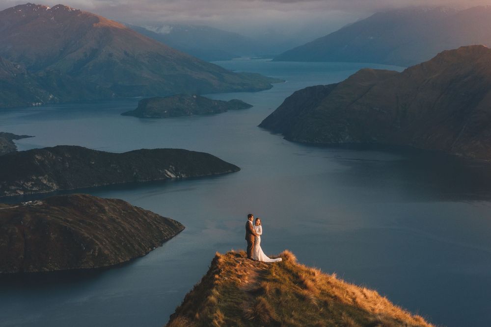 Elopement Mountain and  Helicopter wedding at Roys peak, Wanaka New Zealand