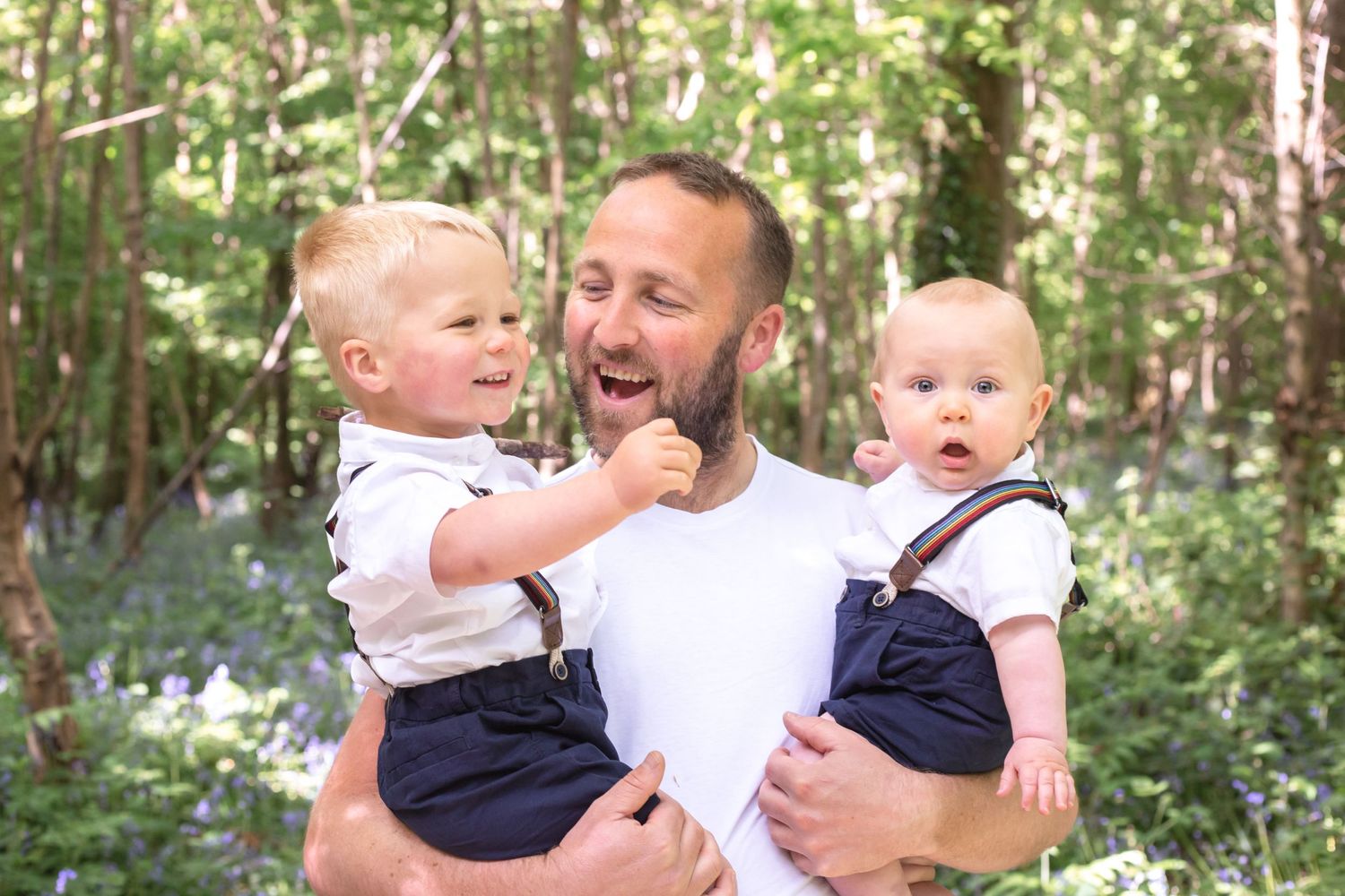 father and two sons in sussex woodland