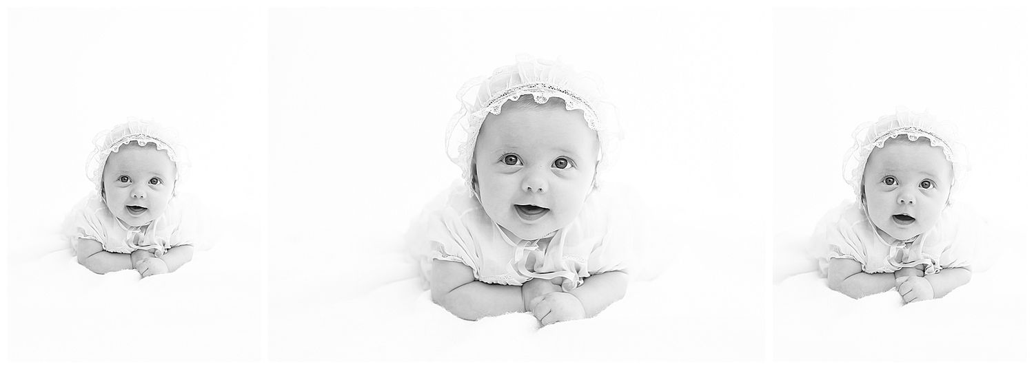 black and white triptych, three photos, alert baby smiling, chattanooga newborn photographer, maternity, family photos