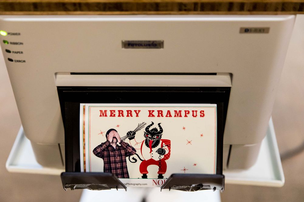 sample print from from the Photo Booth configured for a green screen event during Telluride's Noel Night holiday