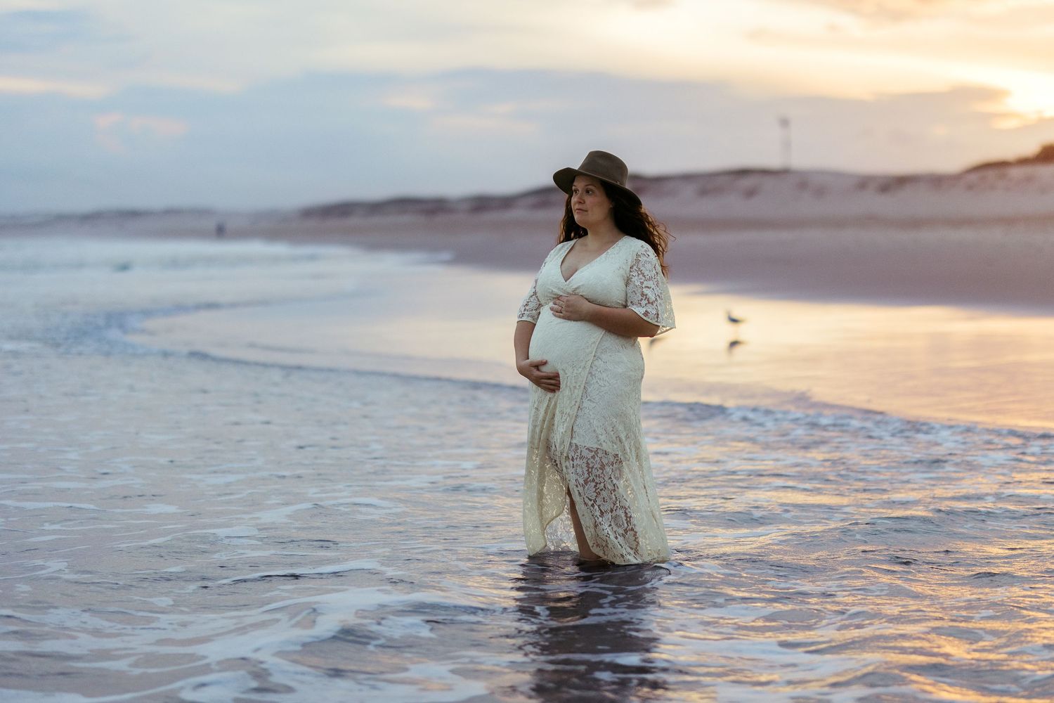 Mum Belly beach sunrise sunset pregnant pregnancy maternity photoshoot, Newcastle, Lake Macquarie, NSW