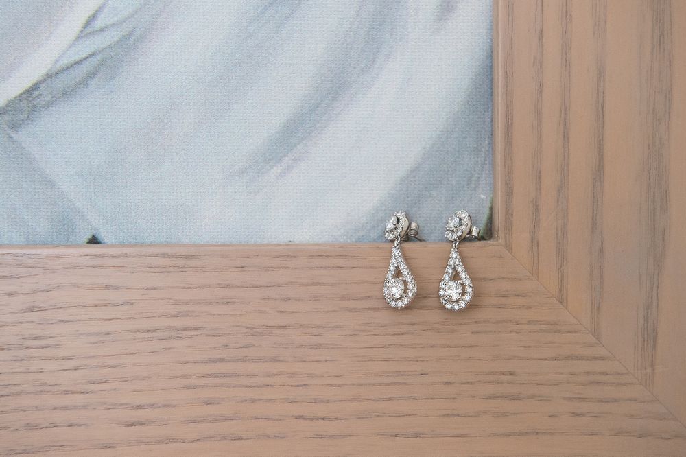 pair of bride's diamond earrings