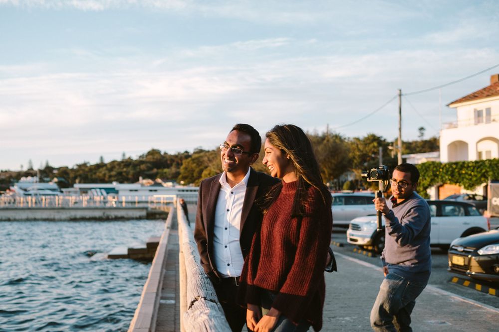 Saieash from Film Drop getting a couple looking out onto Watsons Bay in Sydney