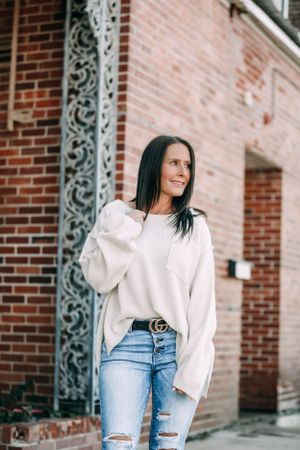 woman looking off into distance