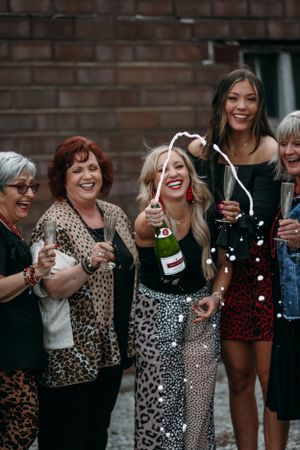 champagne explosion with girls