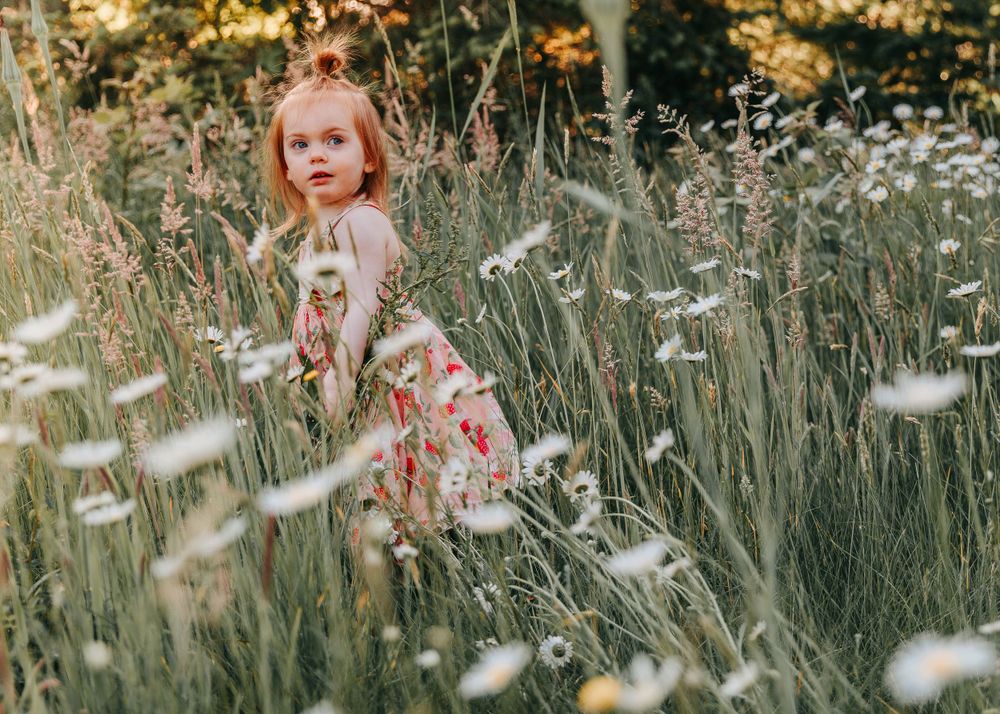 Mother and daughter photography session in daisy fields located in victoria BC canada. Spruce and meadow photography