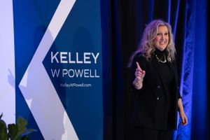 Professional business conference, with industry leaders delivering a Keynote to business professionals.