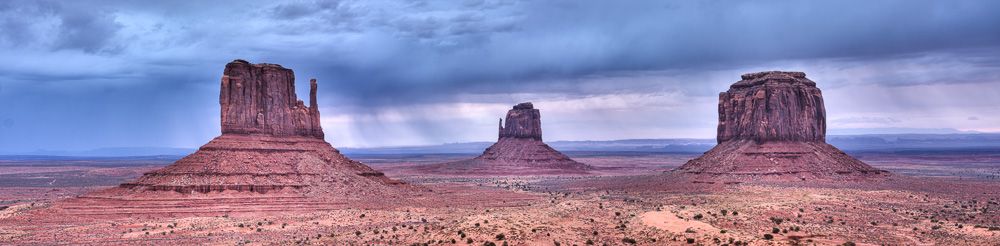 Monument Valley, Arizona, Mittens in Stormy weather with rain clouds