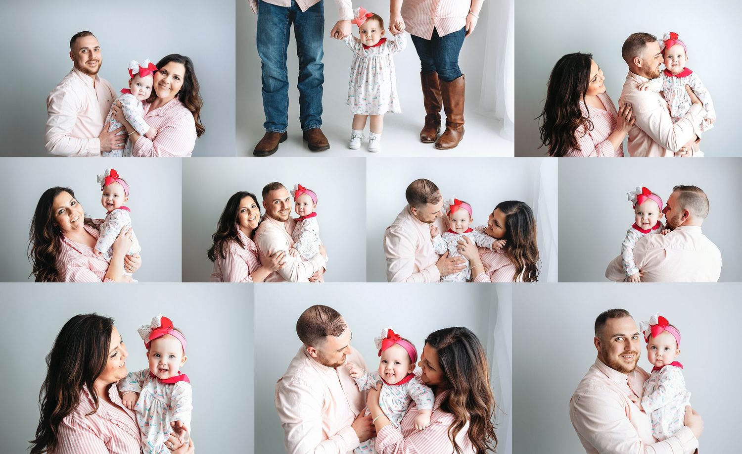 A huge collage of a little girl's milestone session. Greenville SC newborn photographer, Easley, SC newborn photographer, Upstate SC newborn