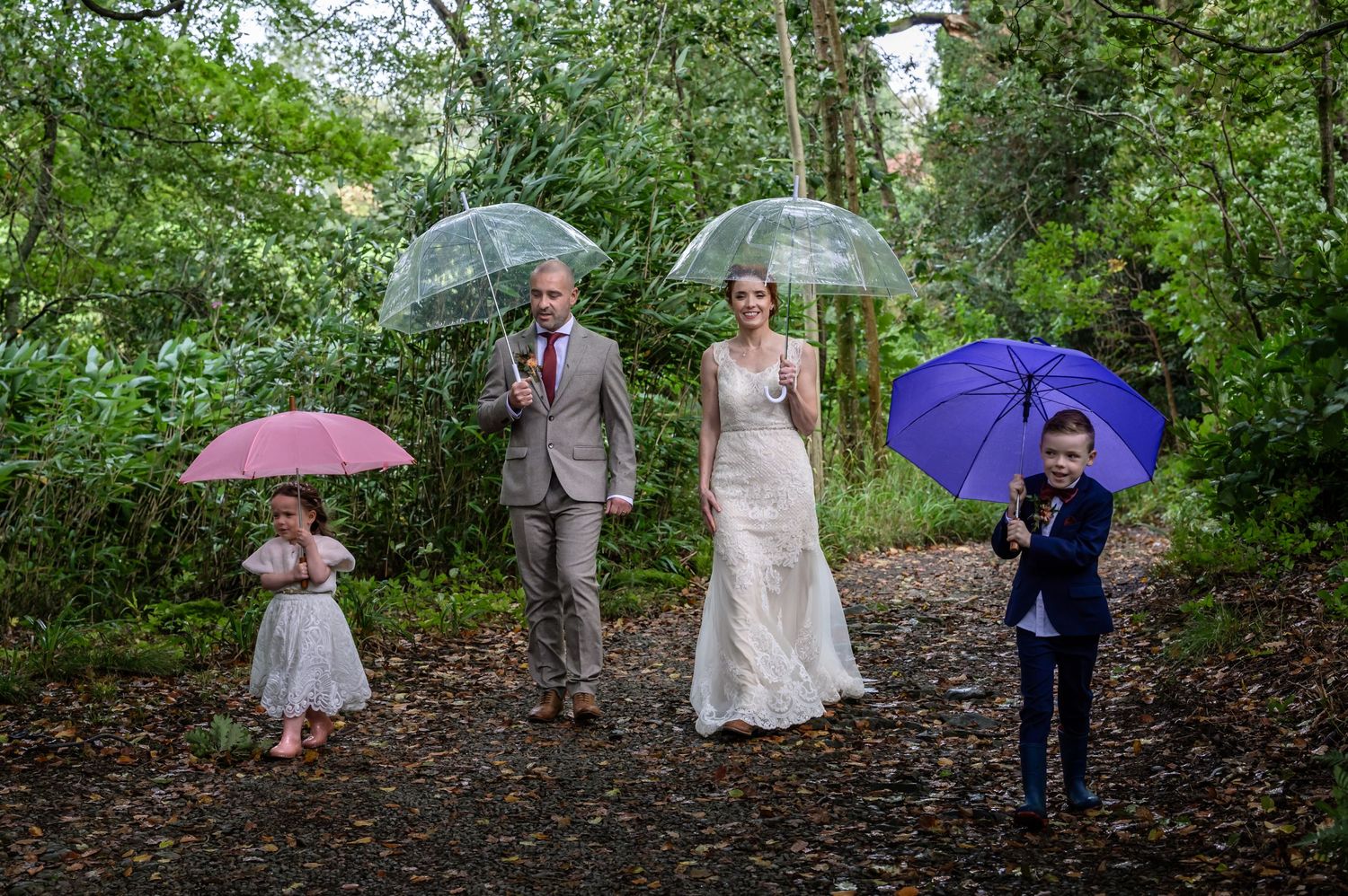 Bride and groom with their children at Cragwood Country House wedding