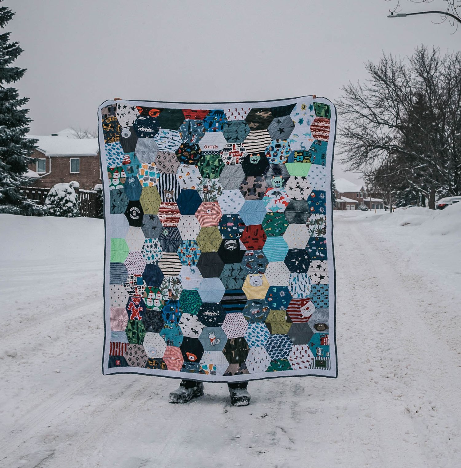 Winter in Ottawa isn't complete without a hexagon memory quilt made with baby clothes to keep you warm.
