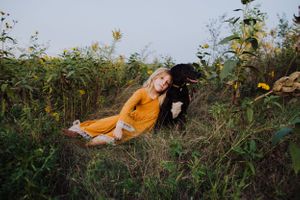 A peaceful scene in a wildflower meadow with yellow blooms and natural greenery.