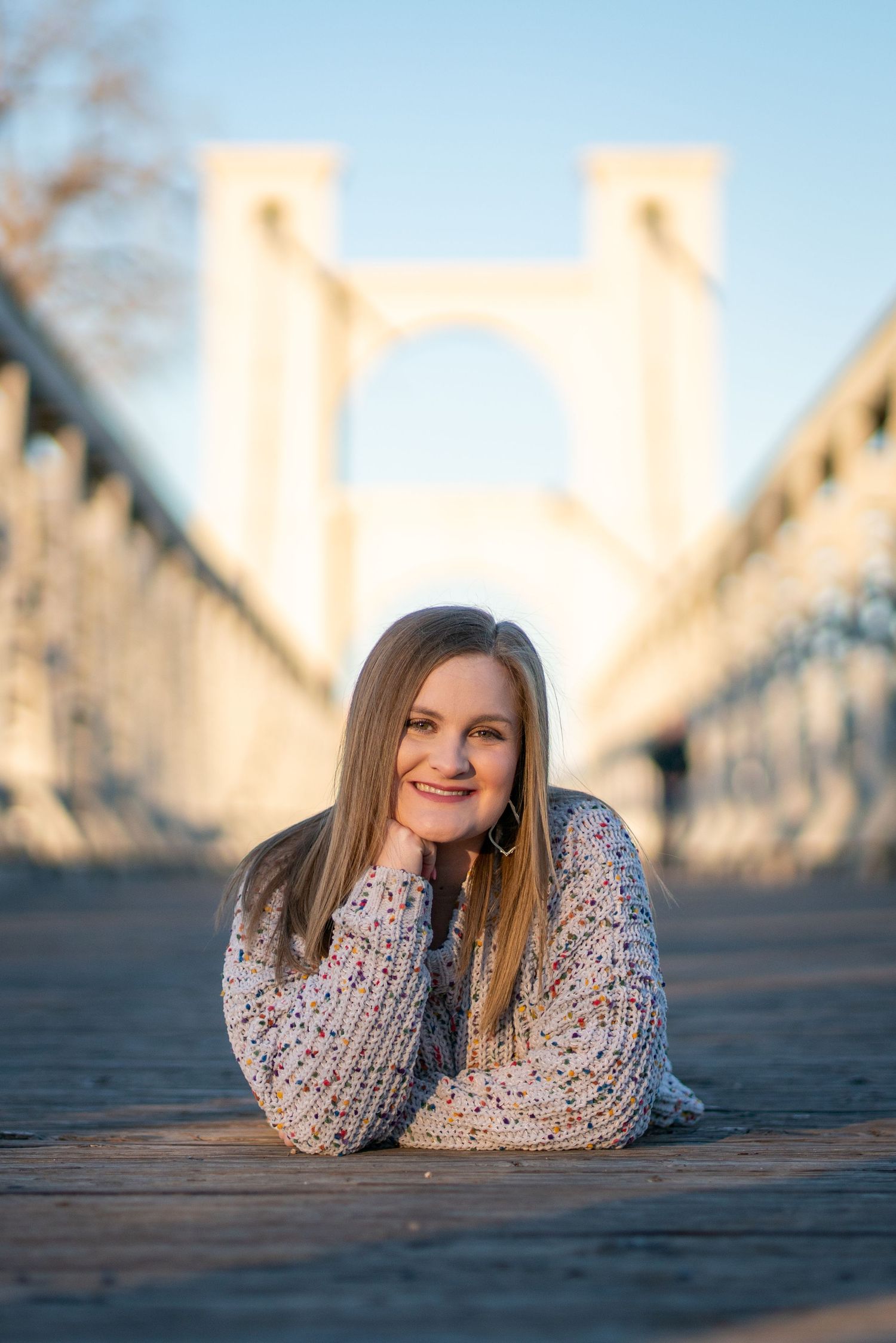 Senior photo Waco suspension bridge