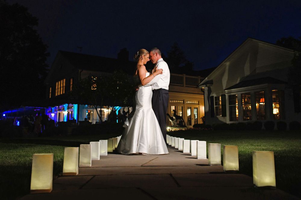 Bride and groom night shot at Chagrin Valley Hunt Club.