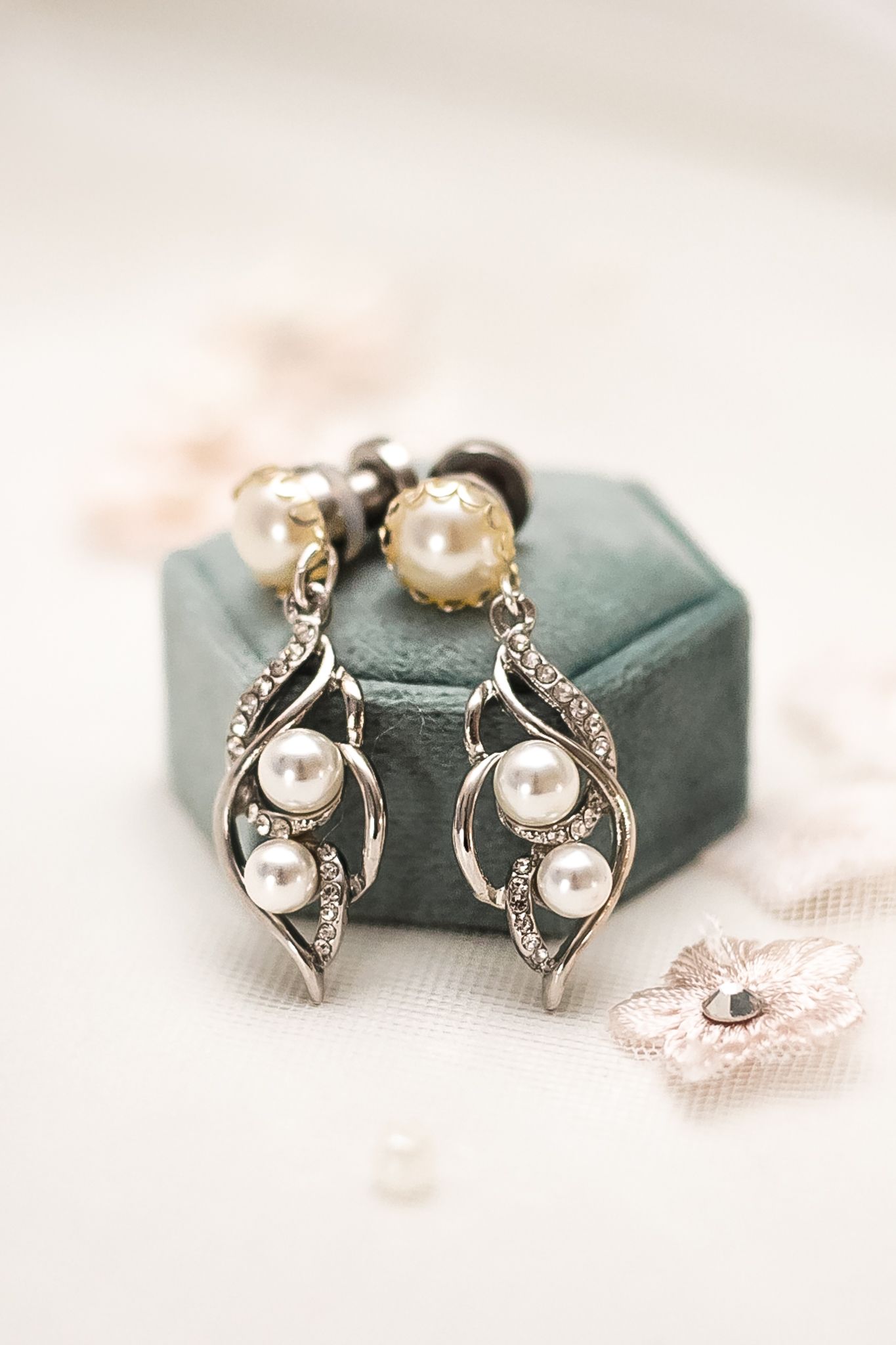 A beautiful pair of earrings for the bride on her wedding day. Photo taken in Langley by Kari Mills Photography.