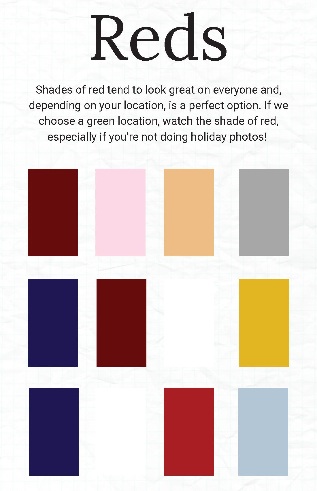 red color palette for photoshoot outfits