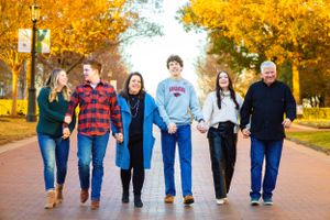 Family session at the university of Arkansas campus walk.