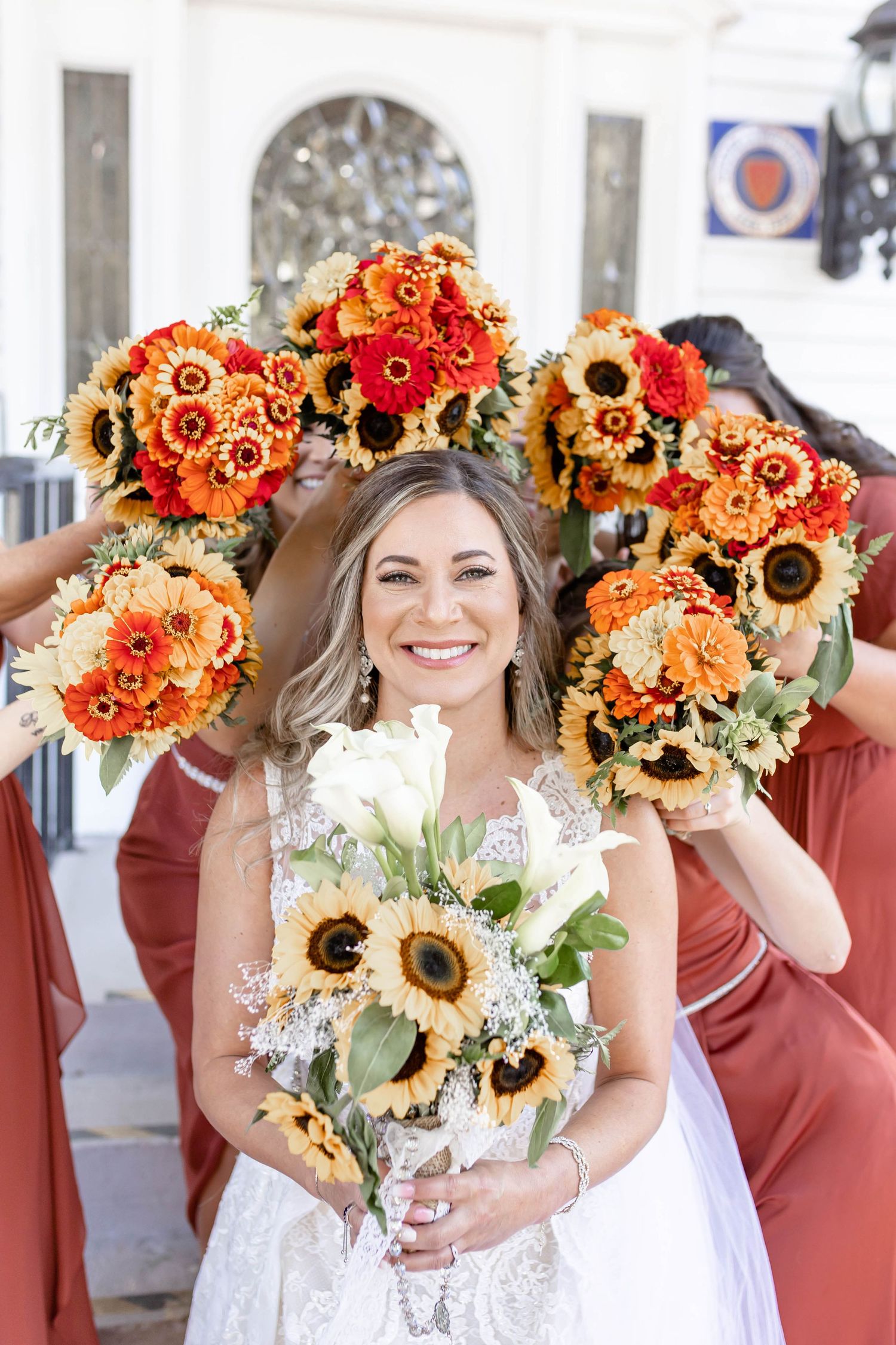 bride with bouquets