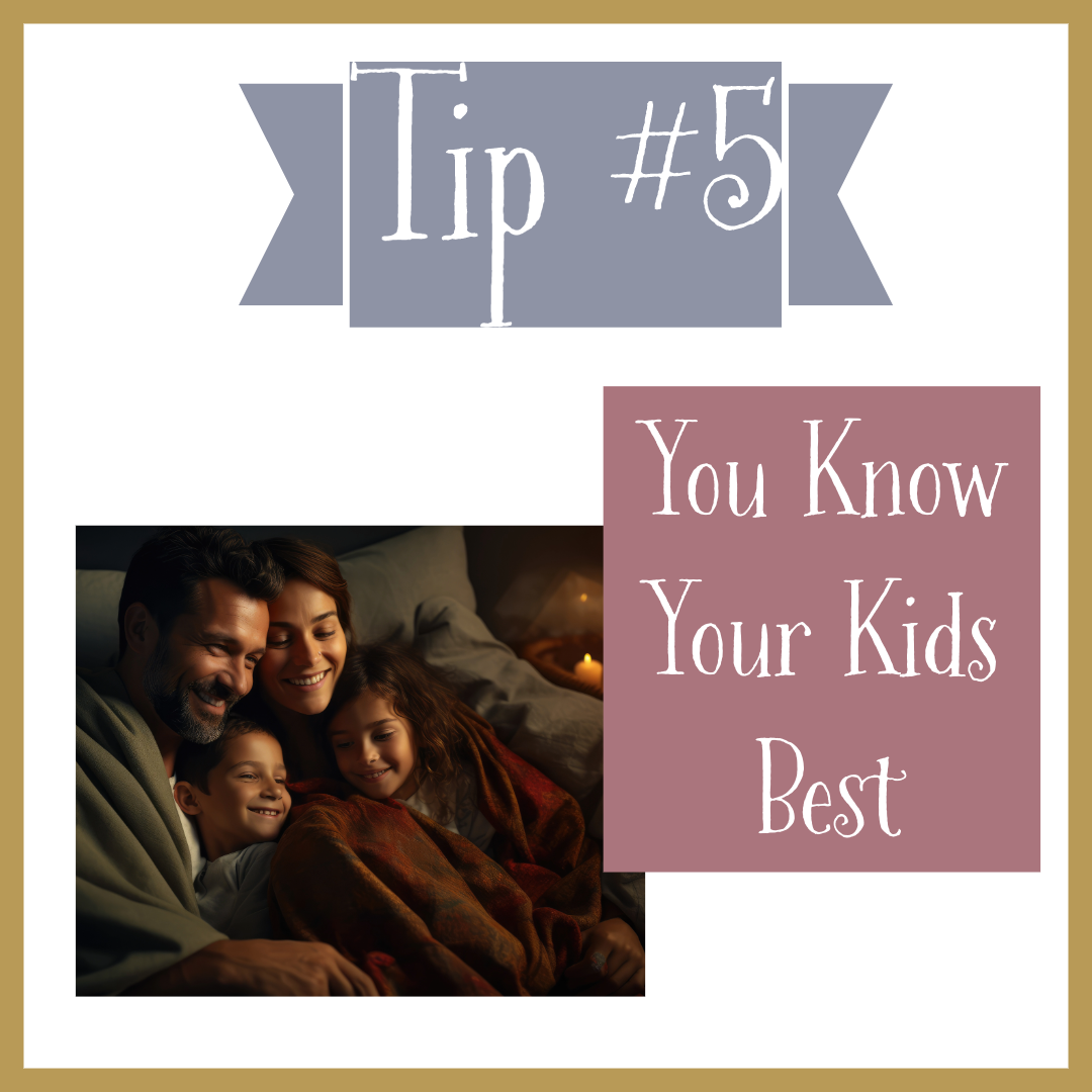 Illustration and photo collage featuring text 'You Know Your Kids Best' with family cuddle moment.