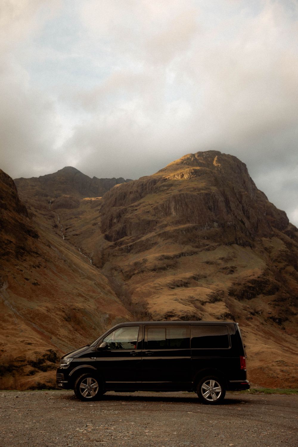 van in front of stunning view
