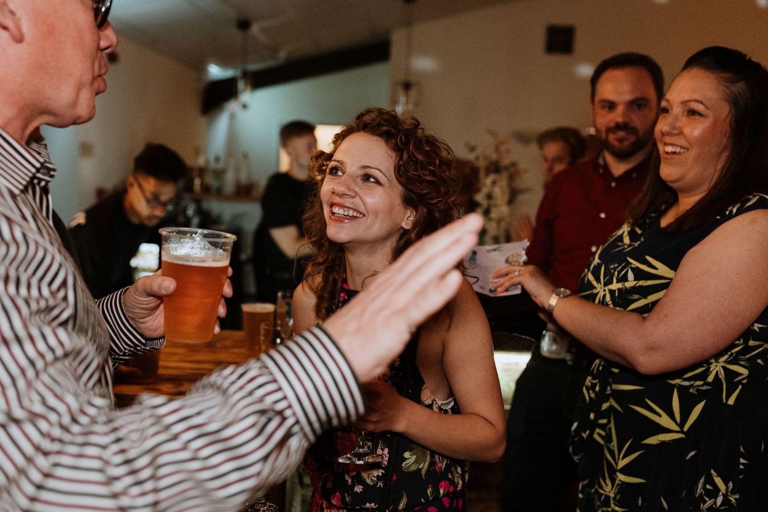 Candid wedding photography of guests during wedding reception in Shropshire