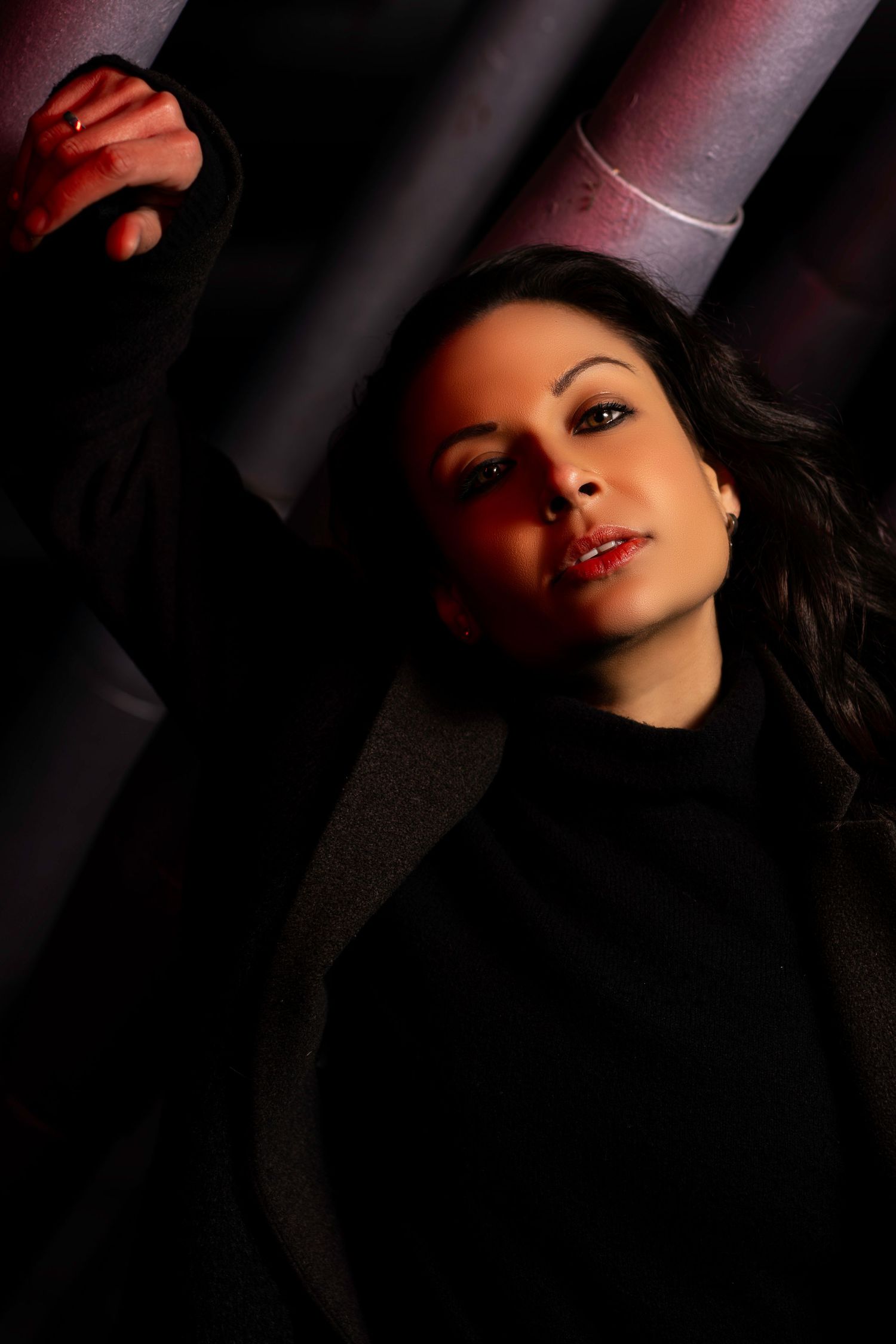 London night photoshoot with DJ Suki Rae using off camera flash and RGB Light by Kush Rattan Photography portraits