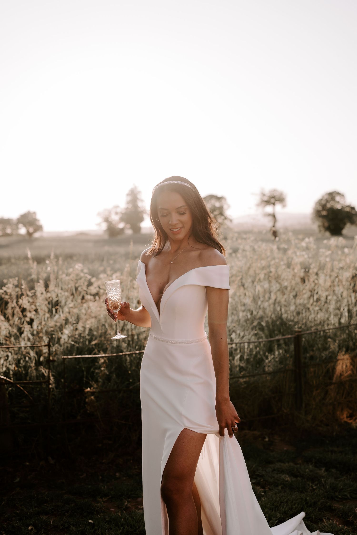 bride-sunset-golden-hour-stockton-house-wedding-shropshire
