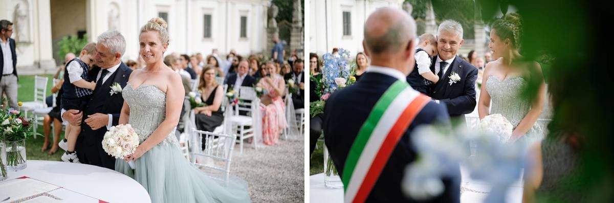 Emotional moments captured during an elegant outdoor Italian wedding ceremony.