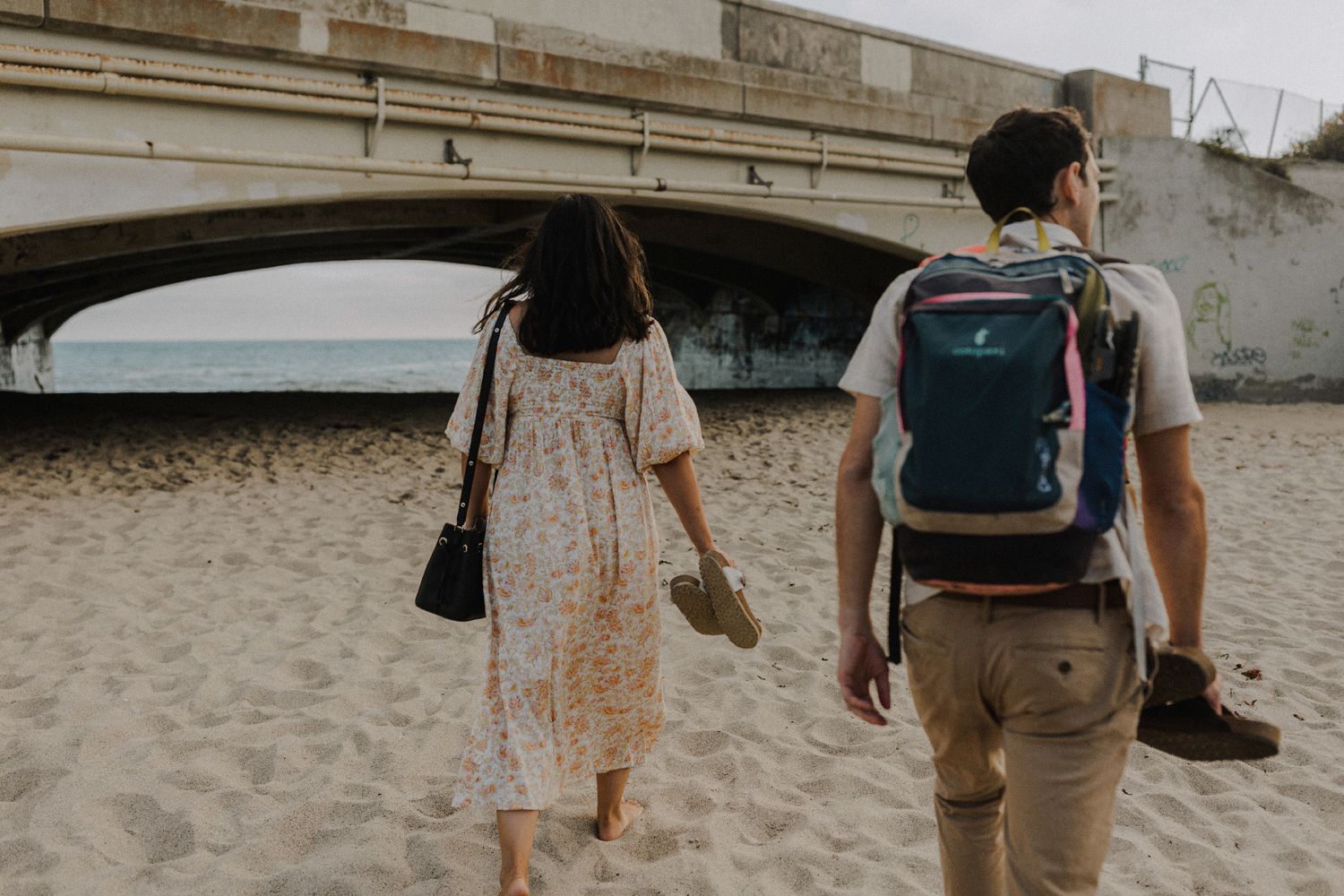 E. Noelle Photography couple engagement in the Los Angeles Malibu hills, walking to beach