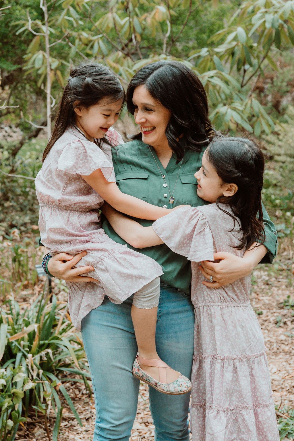 mom with 2 girls in park lifestyle personal branding photos for business owner woman photographer Seattle, WA