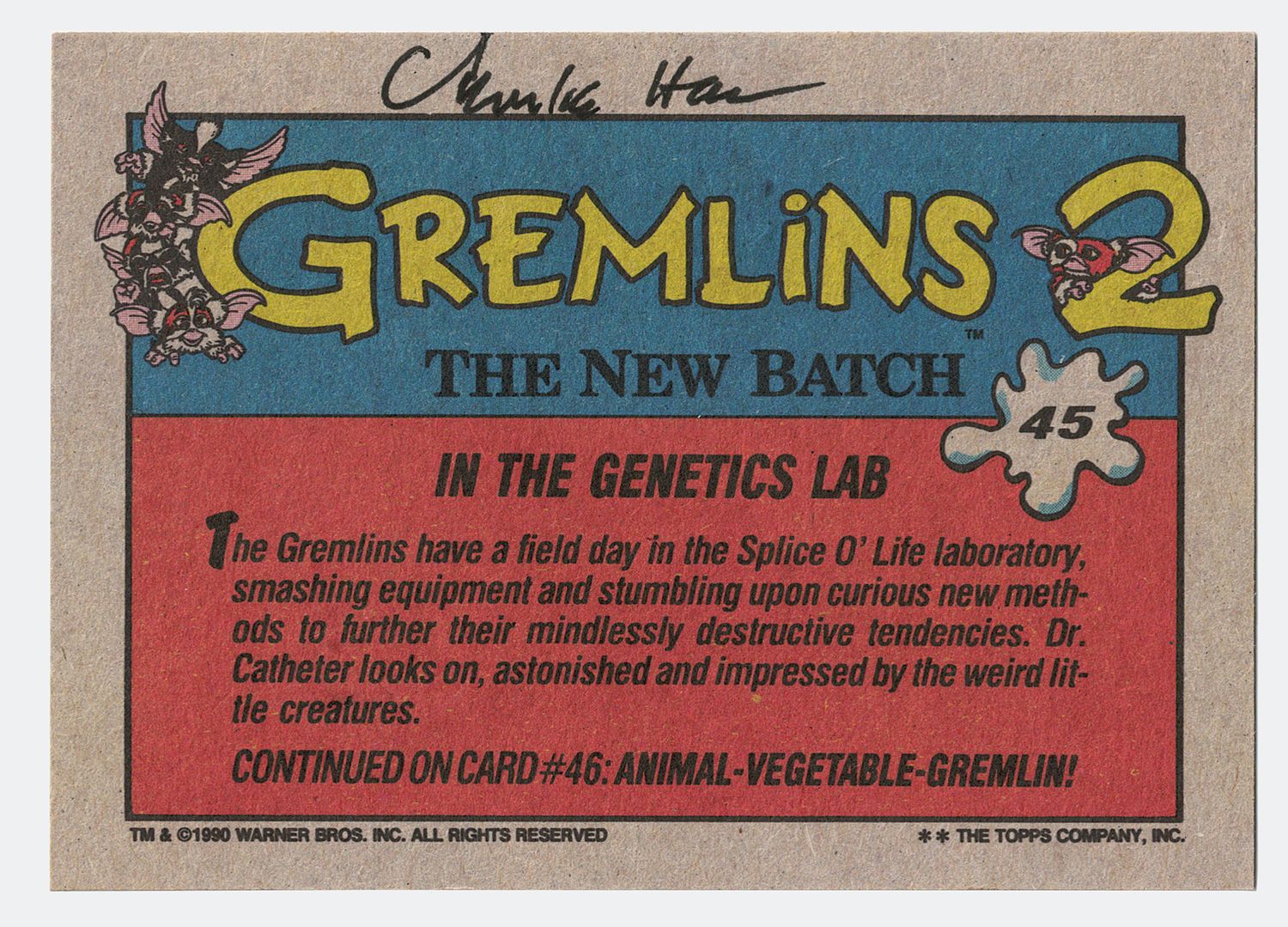 Signed Gremlins 2 movie trading card