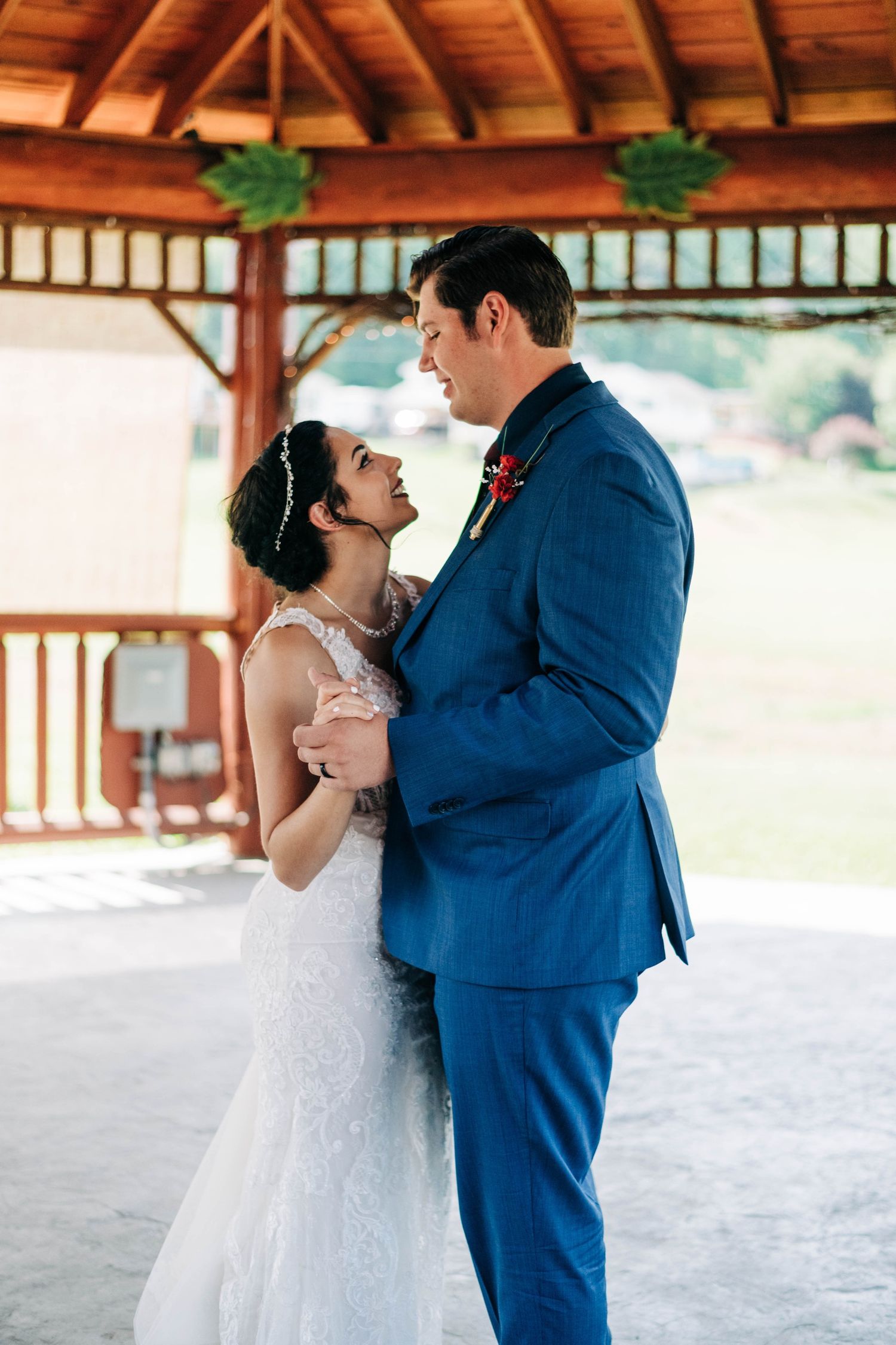 bride and groom's first dance at their wedding reception