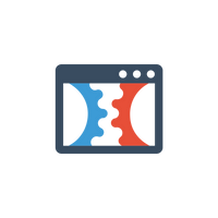 Collection of social media and browser icons in blue and white design.