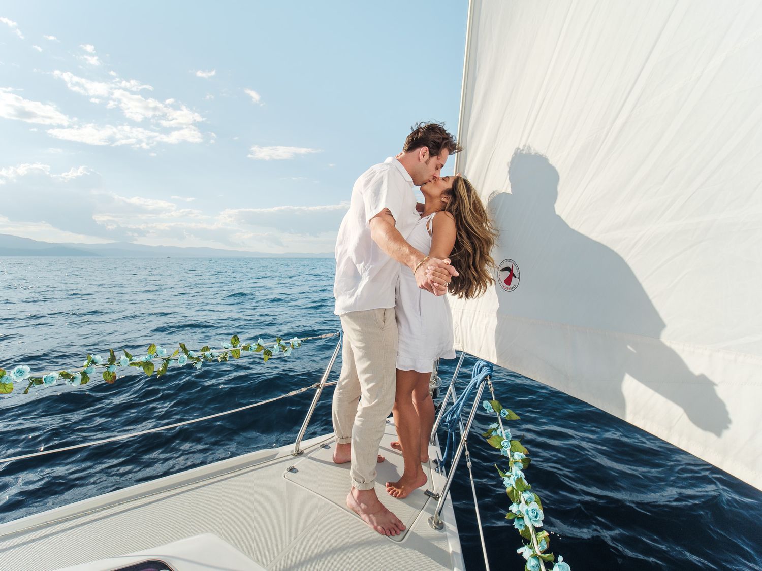 Engagement session on a Yacht in Tahoe