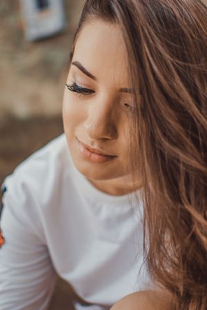 Artistic beauty portrait with soft focus and natural lighting.