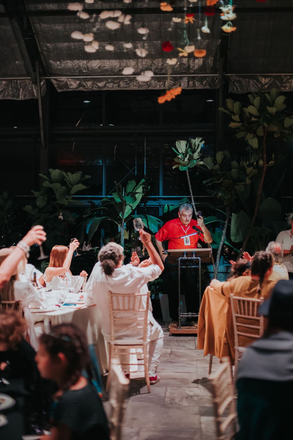 Event at Aquatarium with a speaker at a podium.