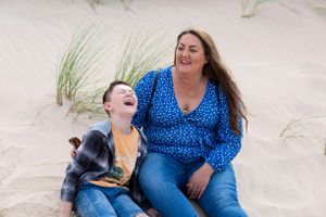 mum and sone having a laugh