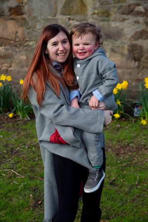 Mother and daughter together at park