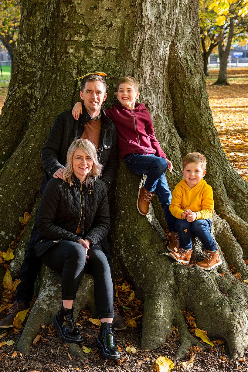 family having fun in the autumn