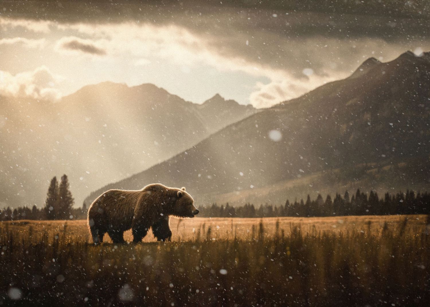 brown grizzly bear in mountains wildlife photography