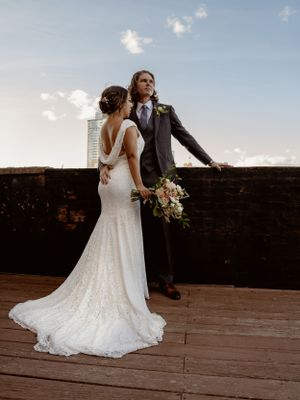 Bride and groom at the Greenpoint Loft photographed by Leonard Okpor
