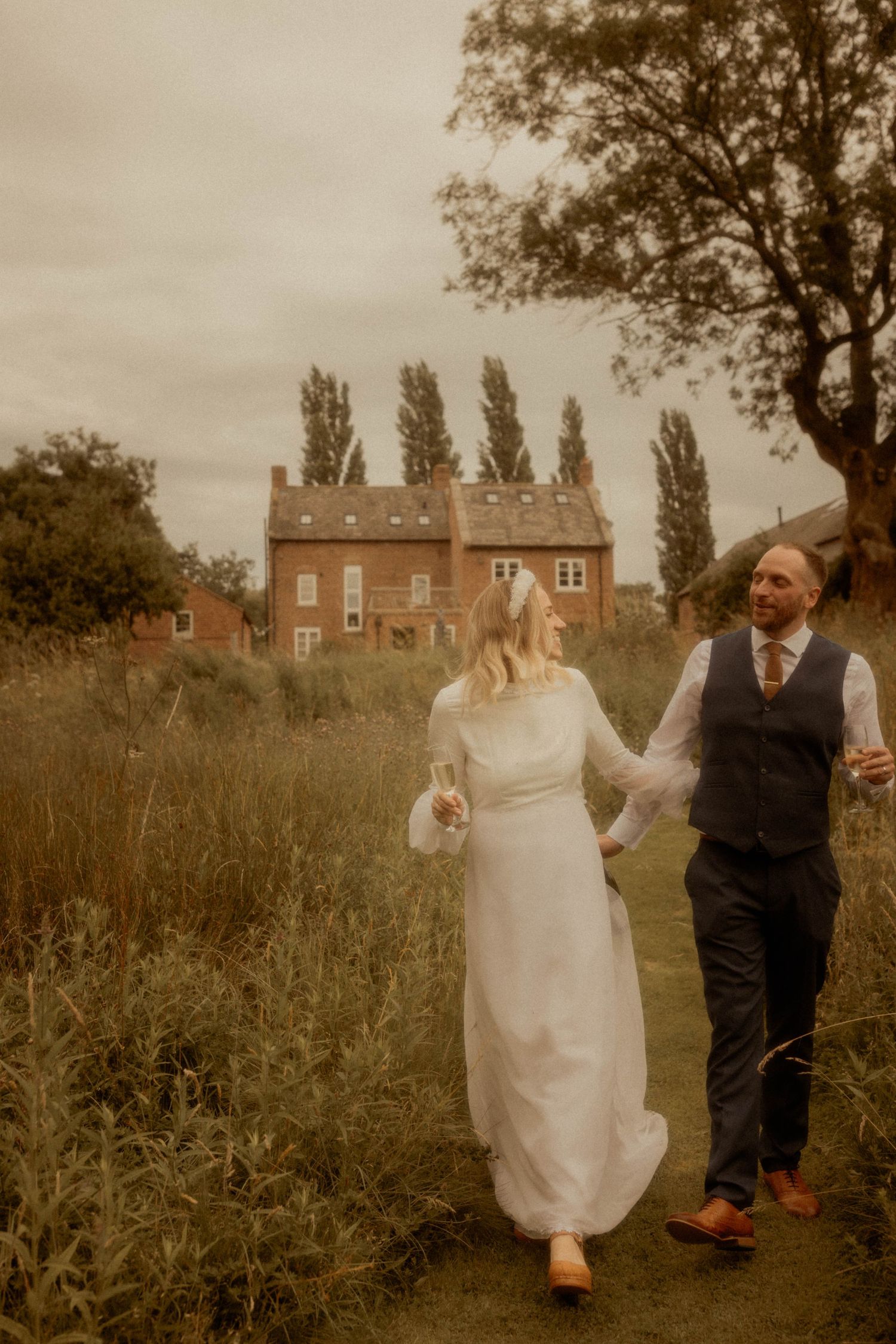 newlyweds alternate wedding elopement bride and groom vintage dress