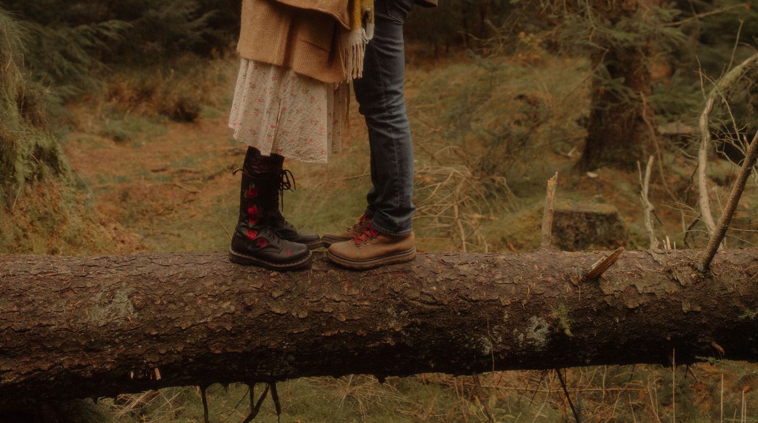north Wales couple photoshoot in forest