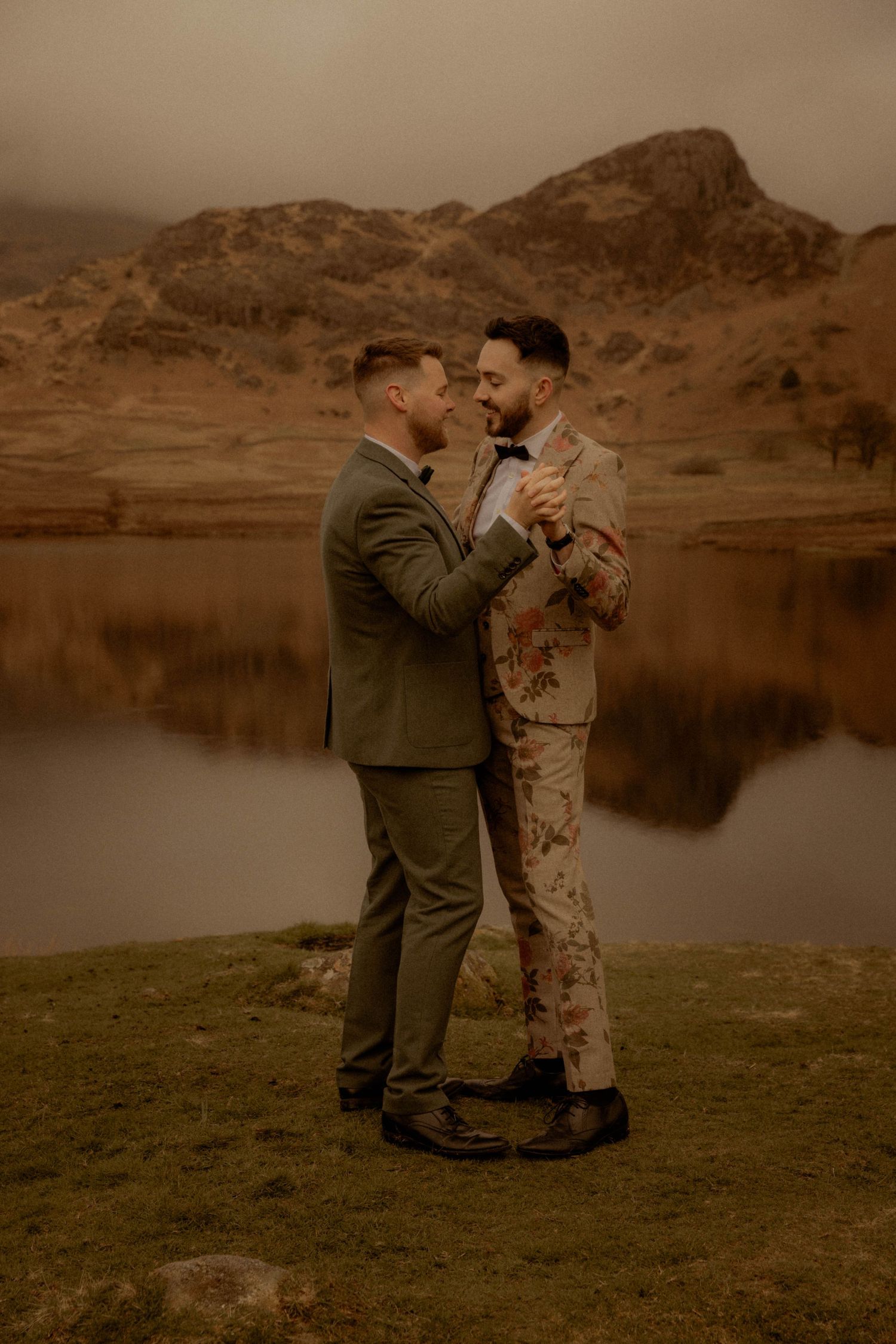gay couple just married elopement floral suit