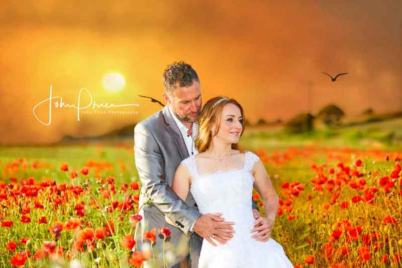 Nottingham sunset poppy fields bride and groom