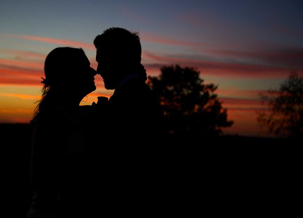 Sunset wedding silhouette
