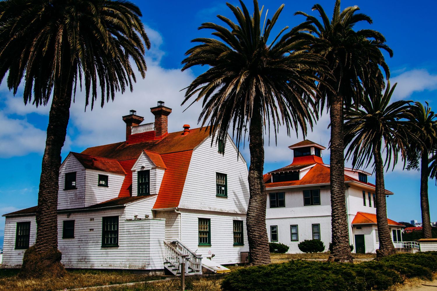Historic buildings near the Golden Gate Bridge in Golden Gate Park in San Francisco, California