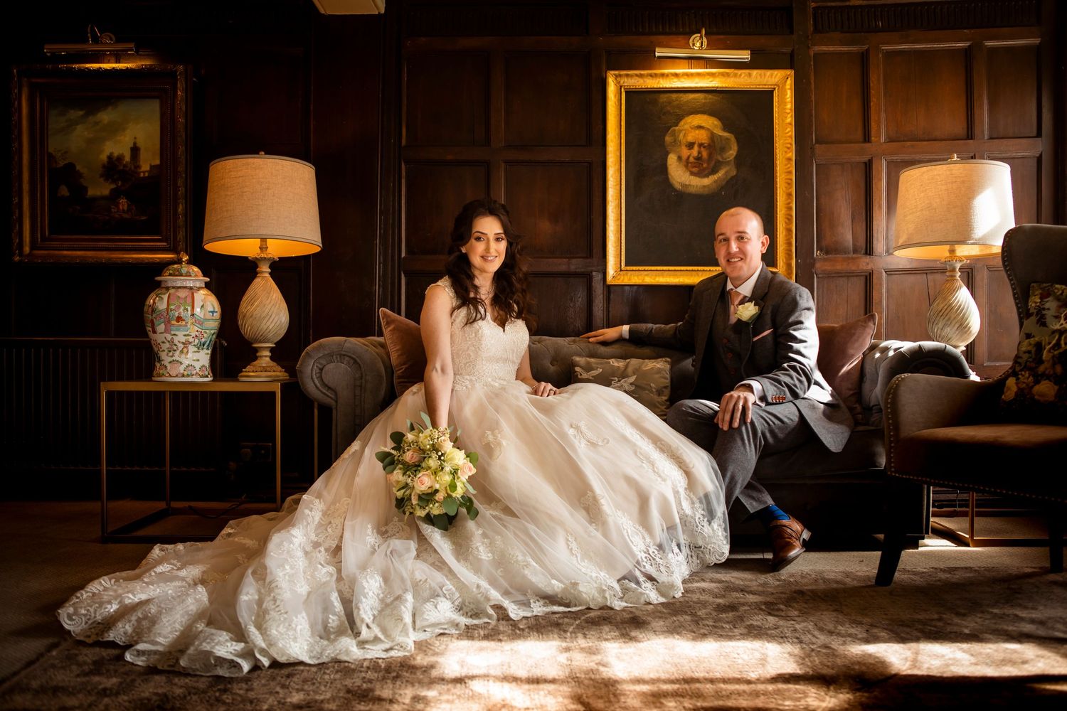 classic wedding style photography in stunning room at whitley hall hotel yorkshire
