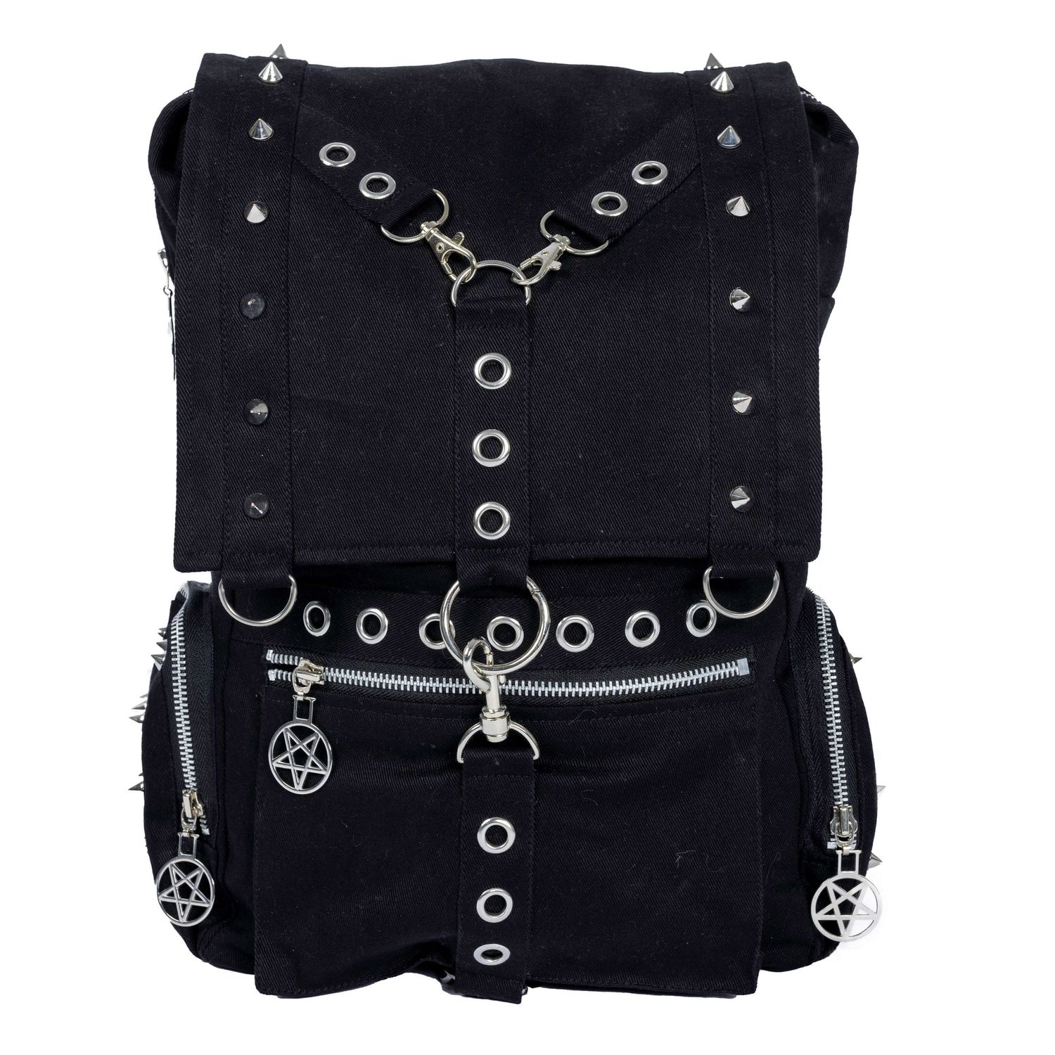 black gothic bag with studs and pentagrams shot by Amy Davies for Innocent Clothing in Hove studio